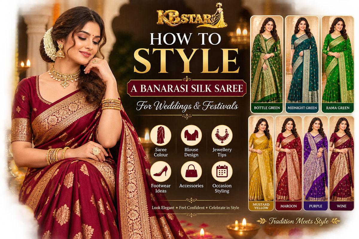 How to Style a Banarasi Silk Saree for Weddings & Festivals