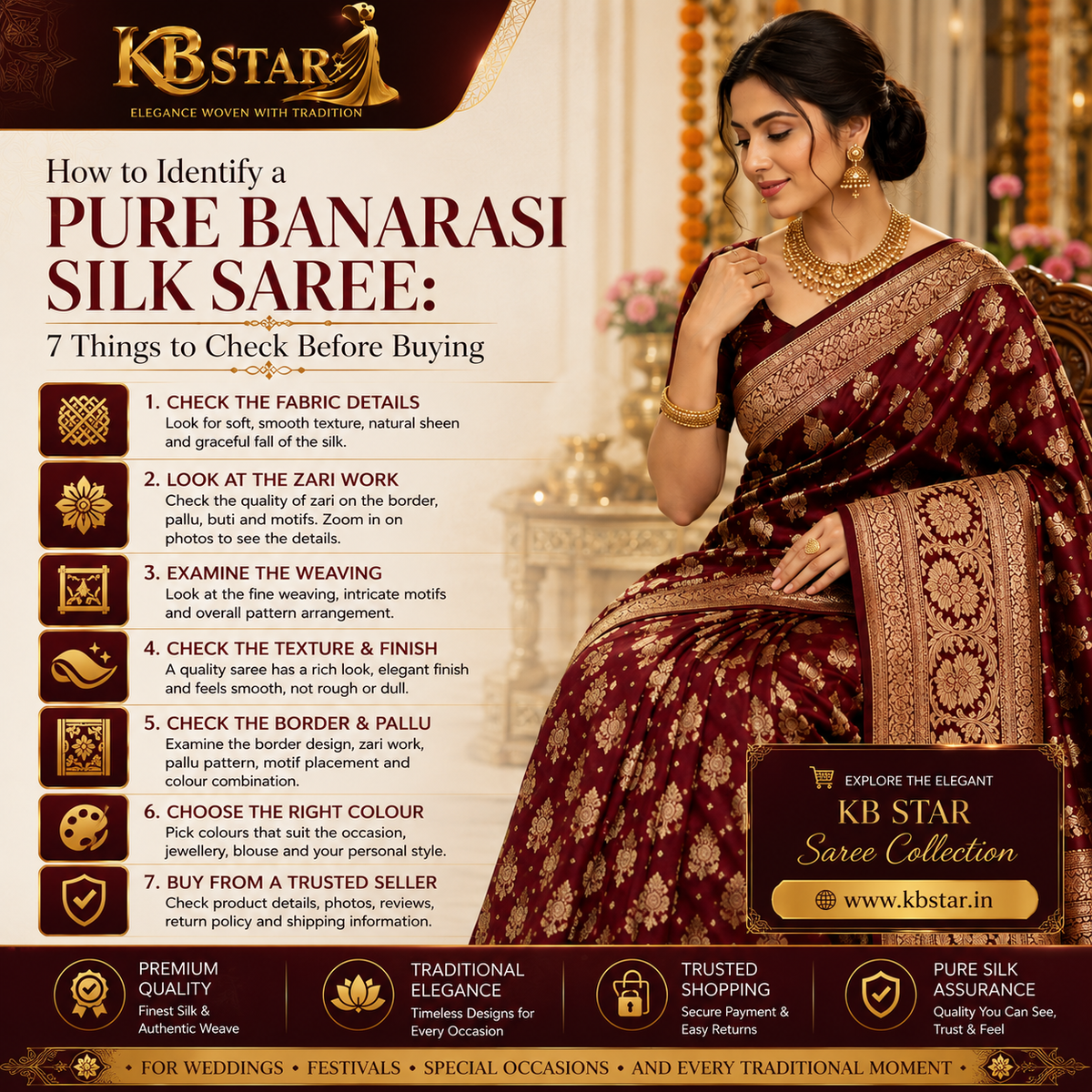 How to Identify a Pure Banarasi Silk Saree: 7 Things to Check Before Buying