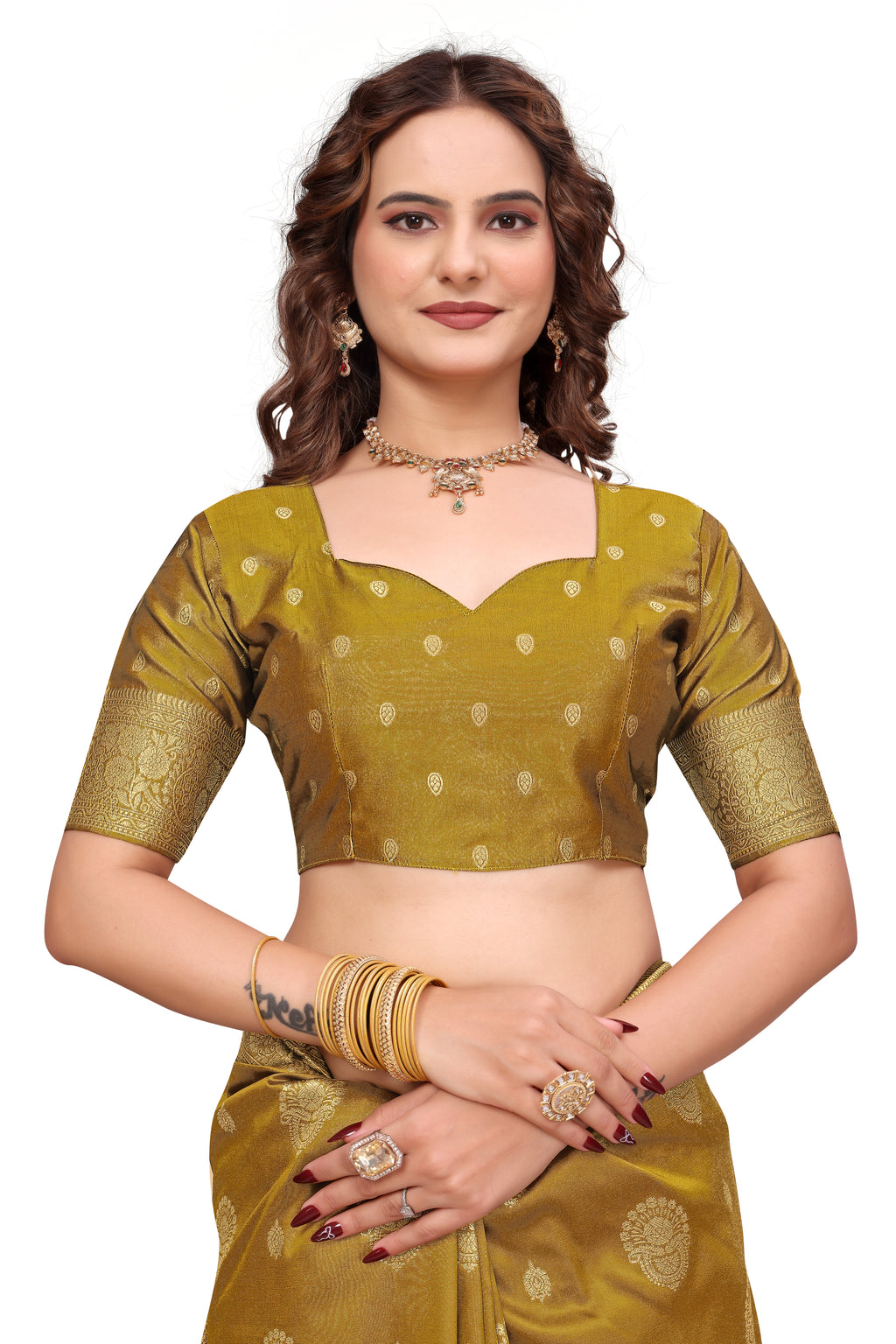 KB STAR Mustard-Yellow Silk Banarasi Saree with Elegant Golden Zari Work