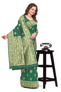 KB STAR Rama Green Banarasi Silk Saree with Elegant Golden Zari Work